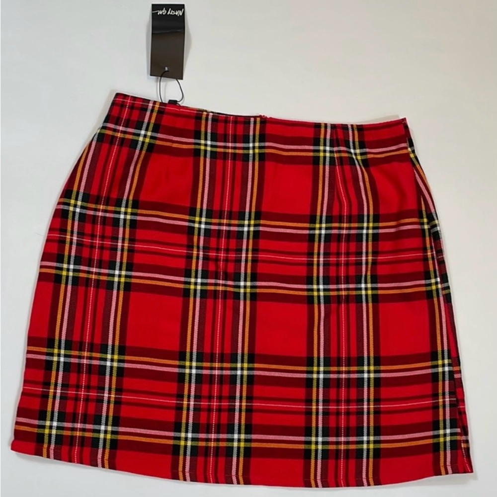 Nasty Gal Red Plaid Mini Skirt Size US 6 NWT